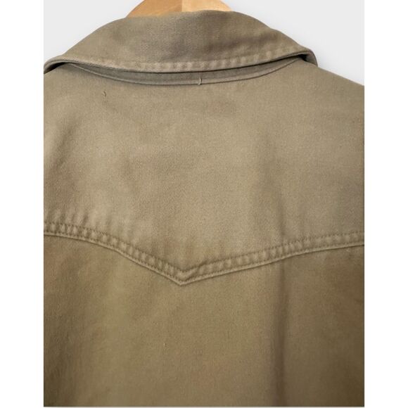 WRANGLER Western Shirt Vintage Mens XL-XXL Tan Canvas Cowboy Cut Rugged Work - Picture 6 of 16